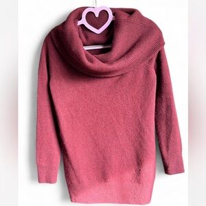 Aqua Deep Pink Cowl Neck Sweater